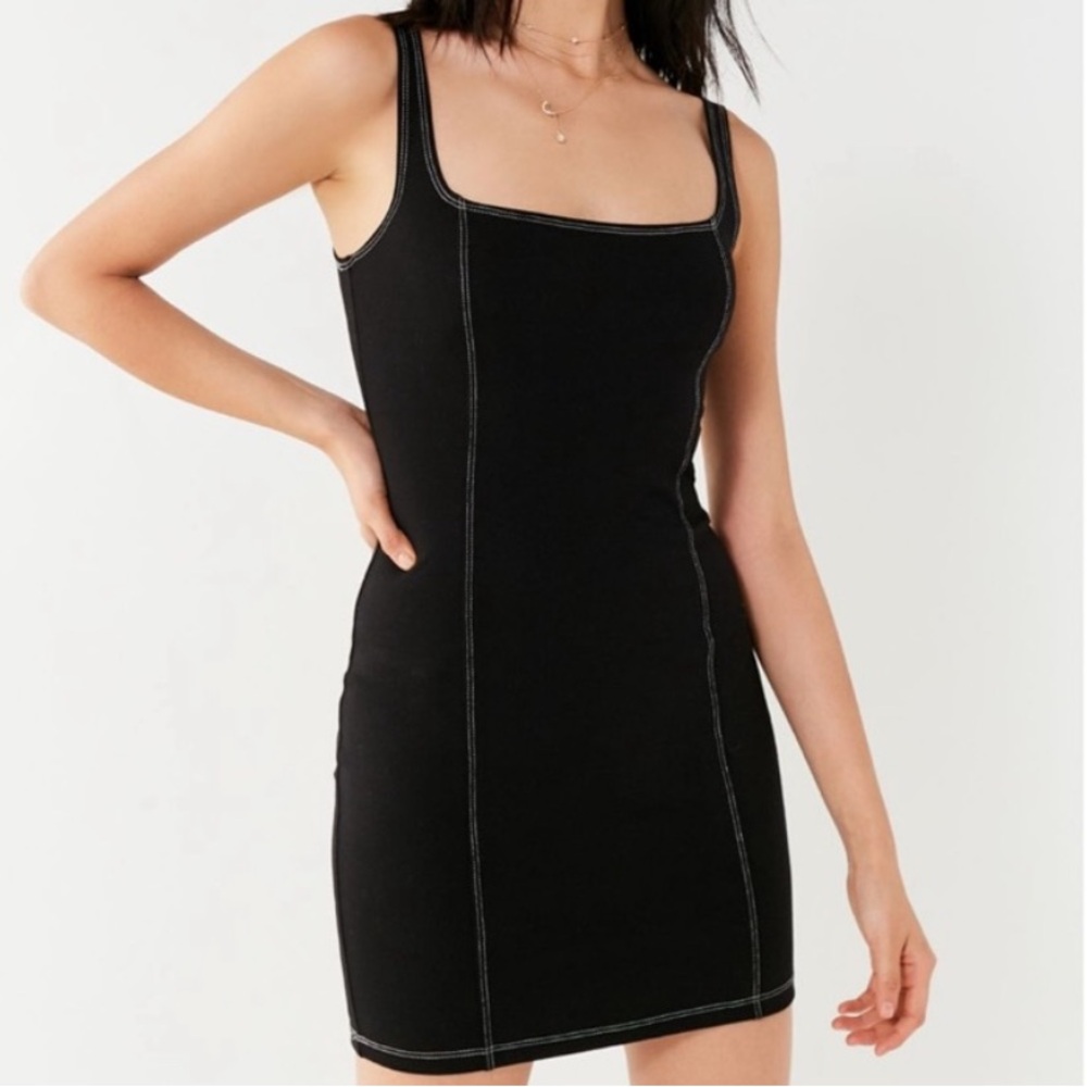Urban Outfitters. Black Mini Dress with White Stitching. Size Large.